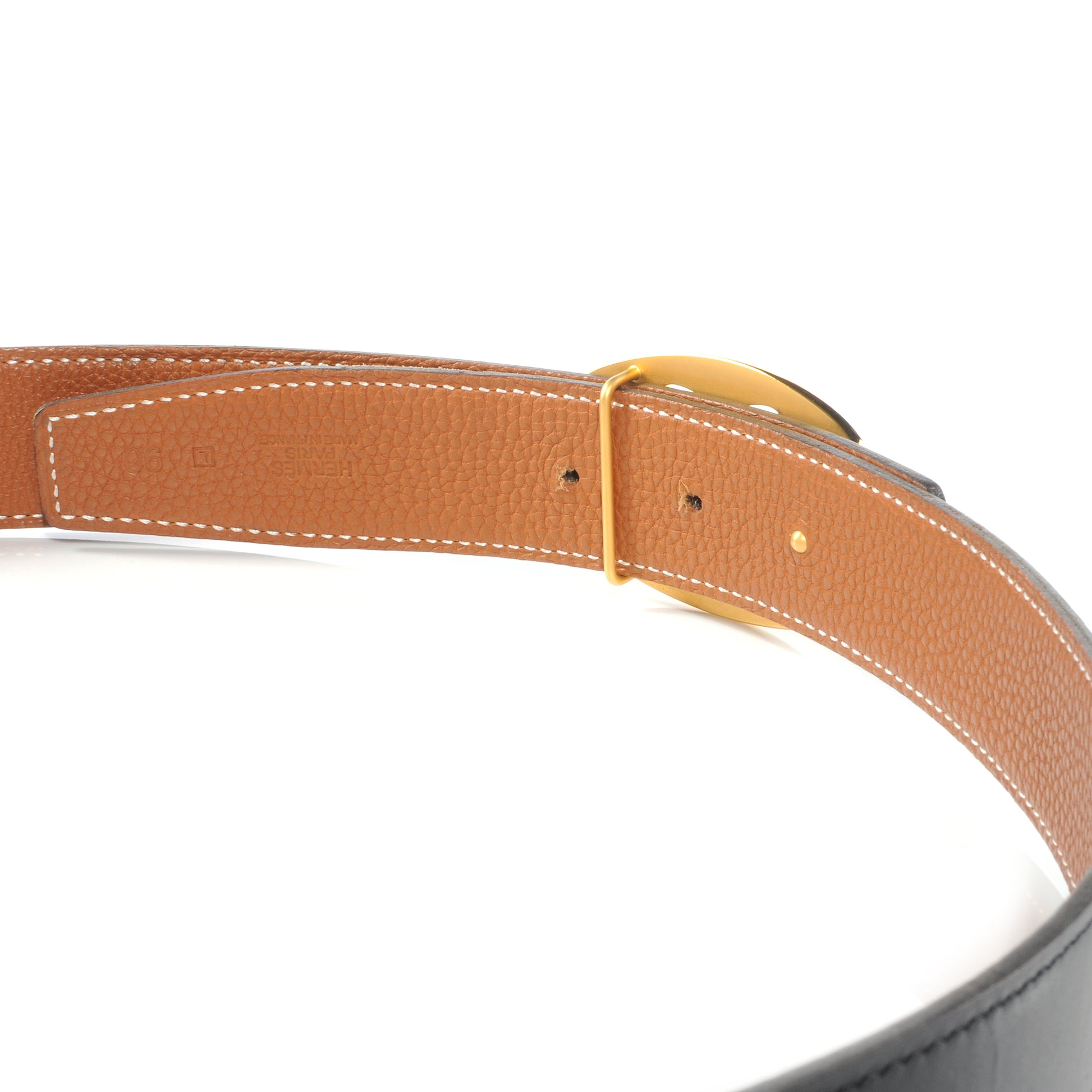 Hermes Box Togo Reversible Belt 90 Noir Gold 4 of 7