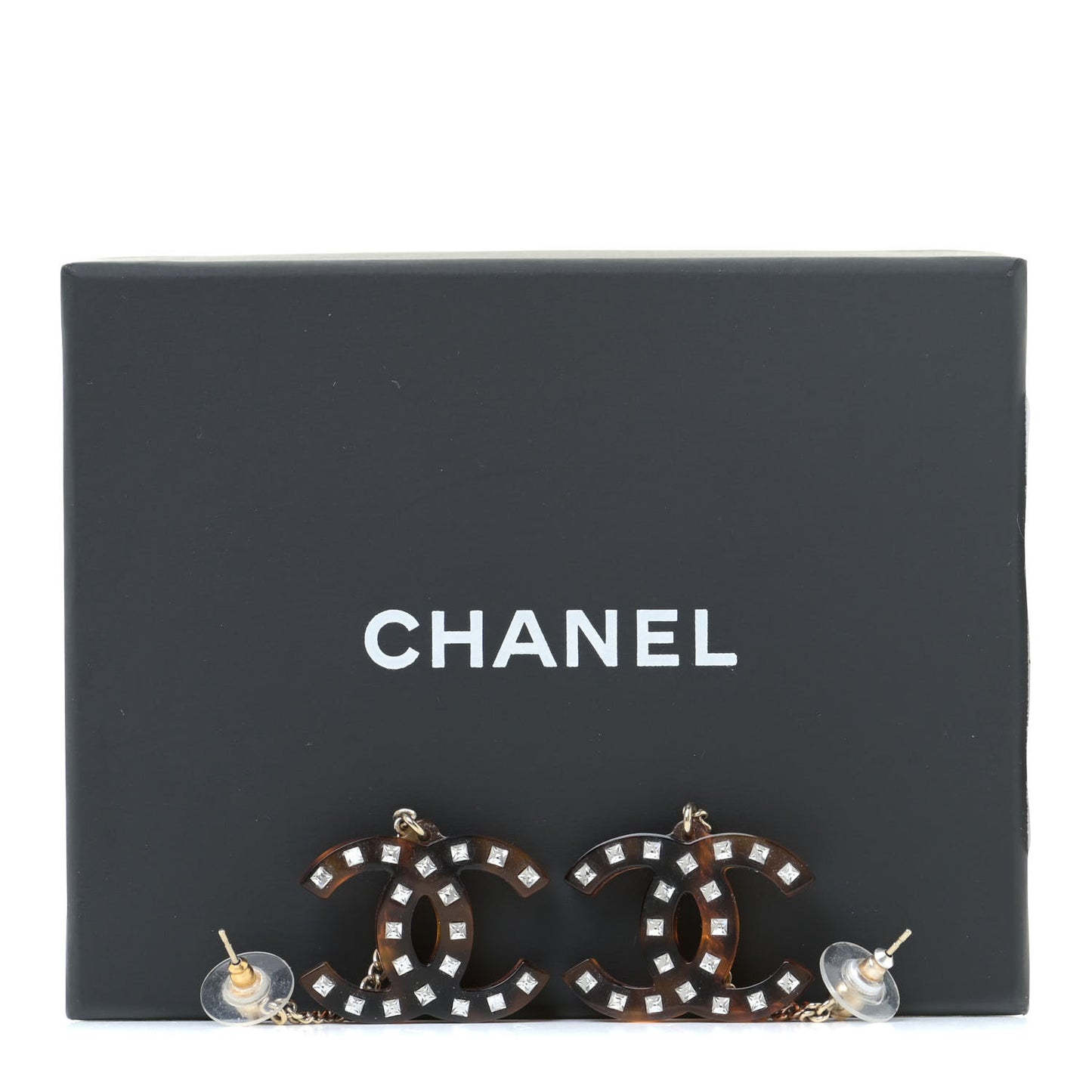 CC Crystal Drop Earrings Tortoise