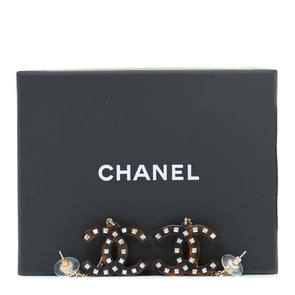 Chanel CC Crystal Drop Earrings Tortoise 5 of 7