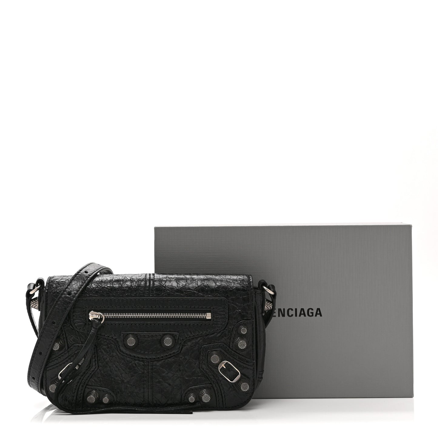 Agneau Arena Silver XS Le Cagole Flap Bag Black