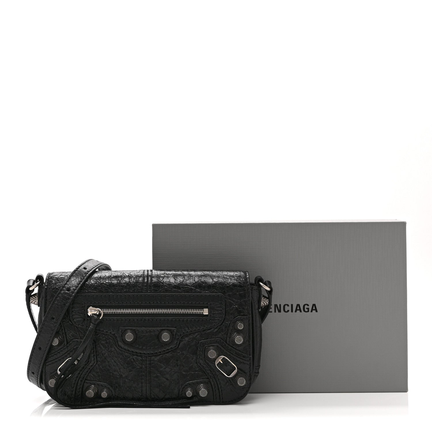 Balenciaga Agneau Arena Silver XS Le Cagole Flap Bag Black 11 of 11