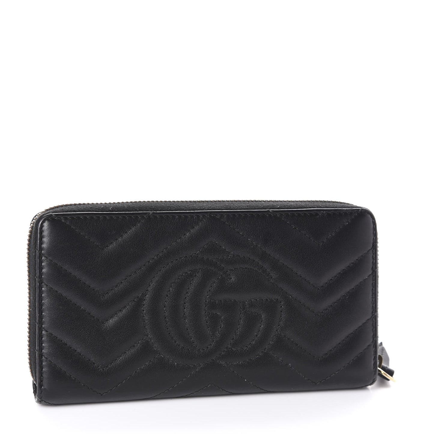 Calfskin Matelasse GG Marmont Zip Around Wallet Black