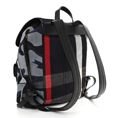 Burberry Canvas Suede Camoflauge Print Brookdale Backpack Navy 3 of 13