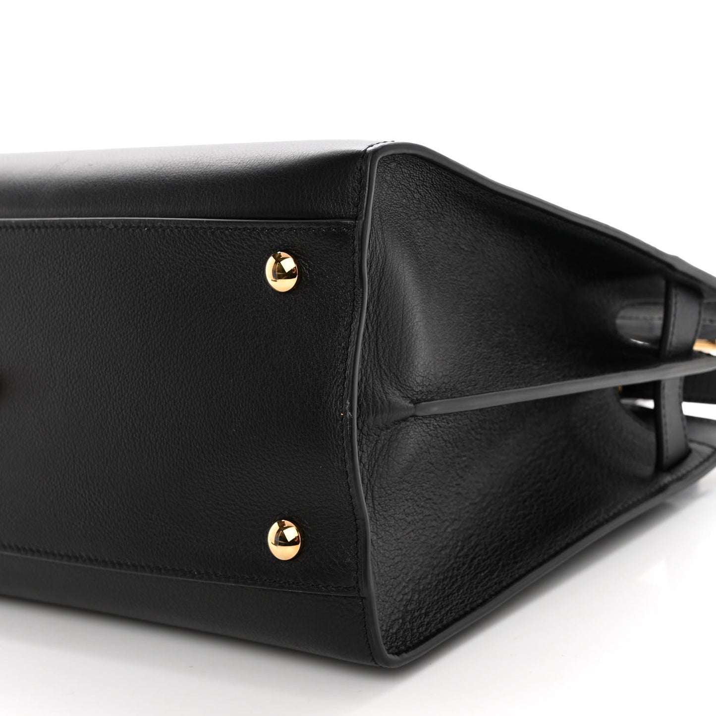 Grained Calfskin Large Virtus Top Handle Shoulder Bag Black
