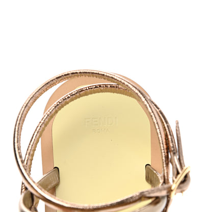 Fendi Metallic Nappa Fendi O'Lock Gladiator Flat Sandals 38 Argento Stagno Champagne 7 of 8