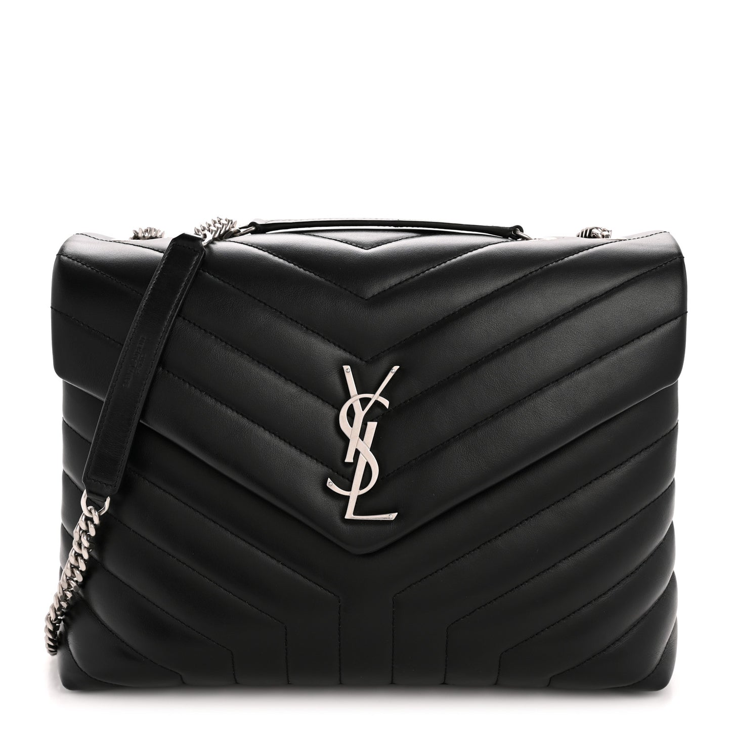 Calfskin Y Quilted Monogram Medium Loulou Chain Satchel Black