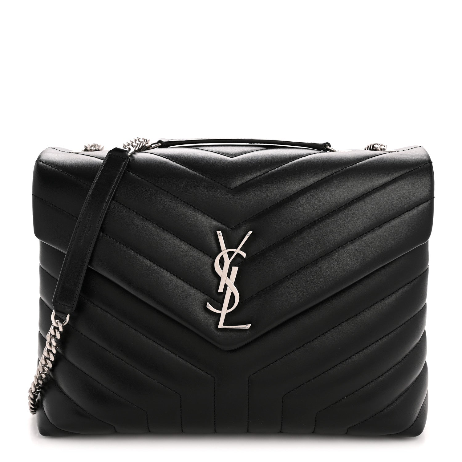 Saint Laurent Calfskin Y Quilted Monogram Medium Loulou Chain Satchel Black 1 of 13