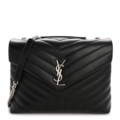 Saint Laurent Calfskin Y Quilted Monogram Medium Loulou Chain Satchel Black 1 of 13