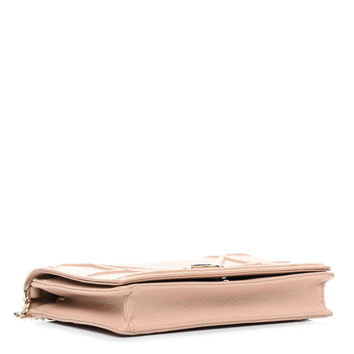 Grained Calfskin Diorama Wallet on Chain Pouch Nude