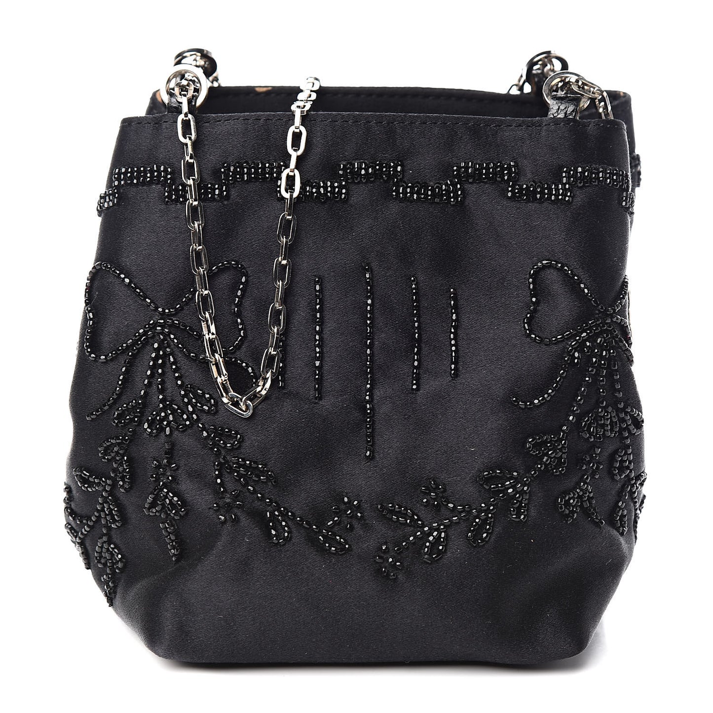 Satin Sequin Embellished Micro Shopping Bag Black