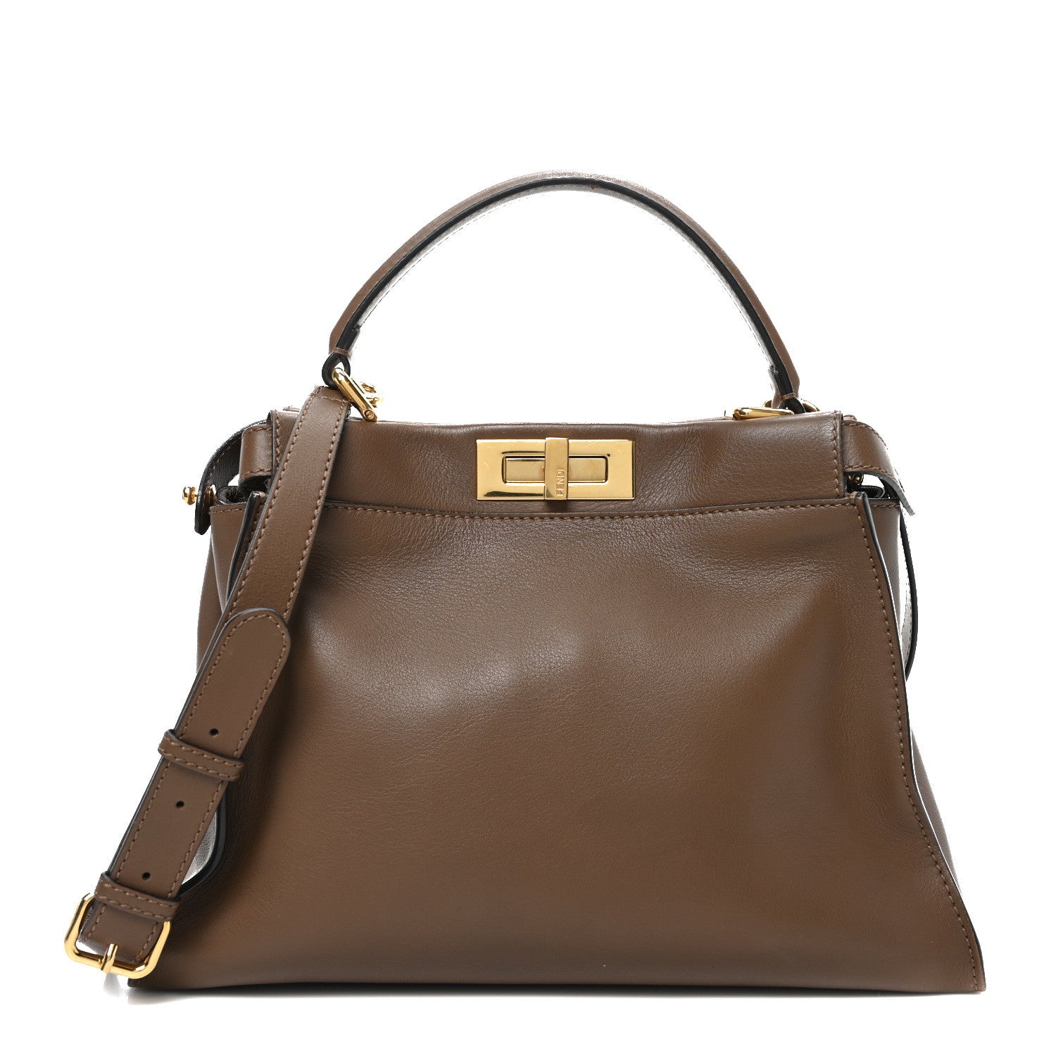 Fendi Vitello Seta Fabric Jacquard Pequin Medium Peekaboo Iconic Satchel  Foresta Tobacco 1 of 10