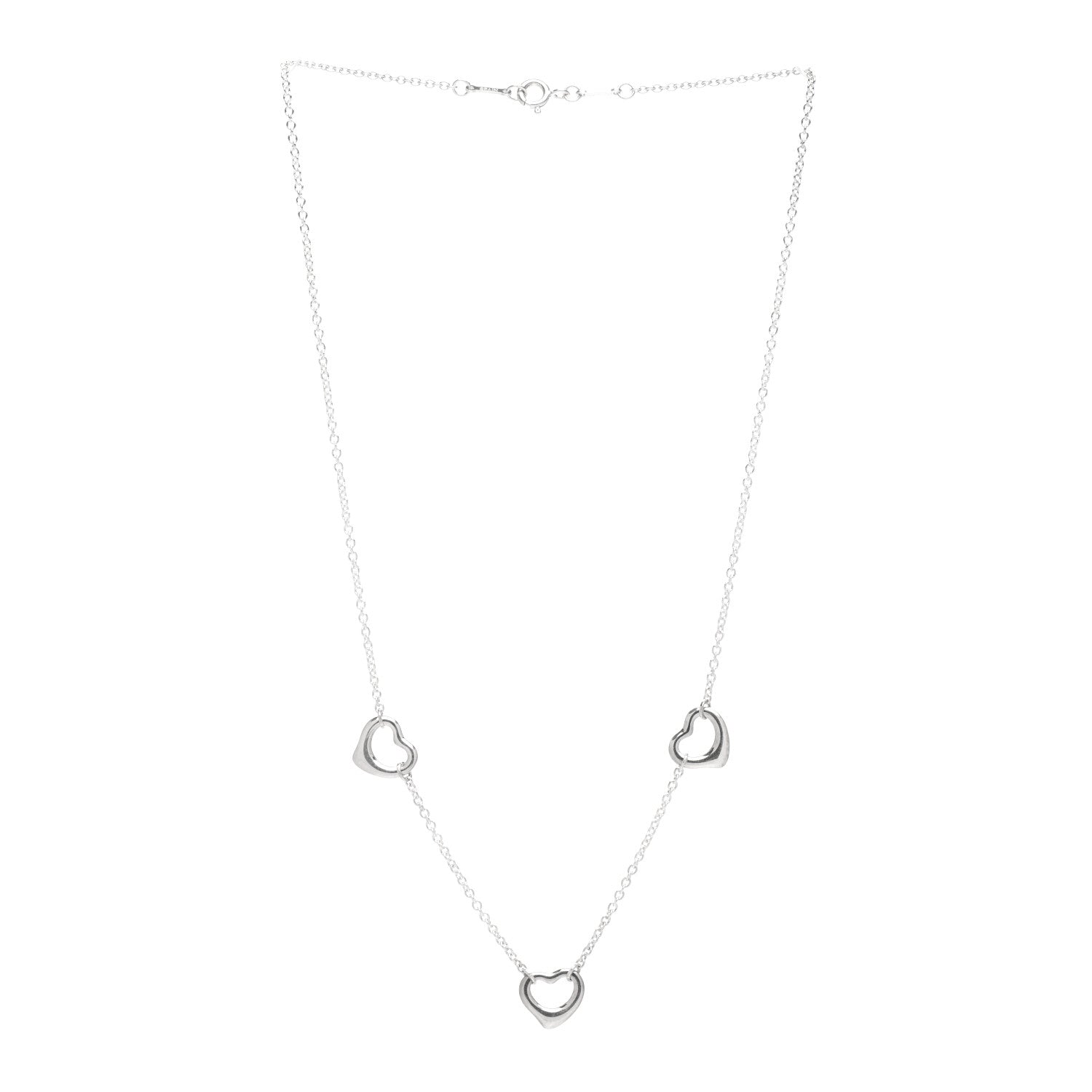 Tiffany Sterling Silver Elsa Peretti 3 Open Hearts Necklace 3 of 4