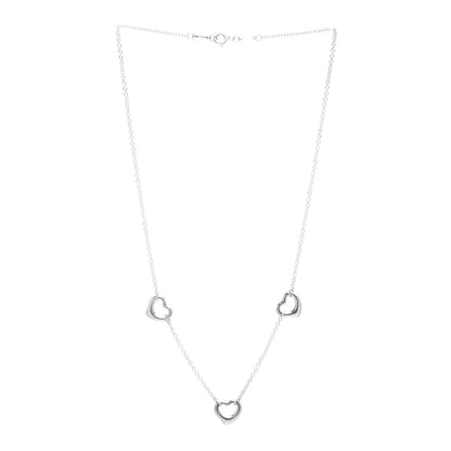 Tiffany Sterling Silver Elsa Peretti 3 Open Hearts Necklace 3 of 4