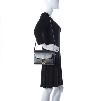 Gucci Textured Calfskin Small Torchon GG Ring Shoulder Bag Black 2 of 13
