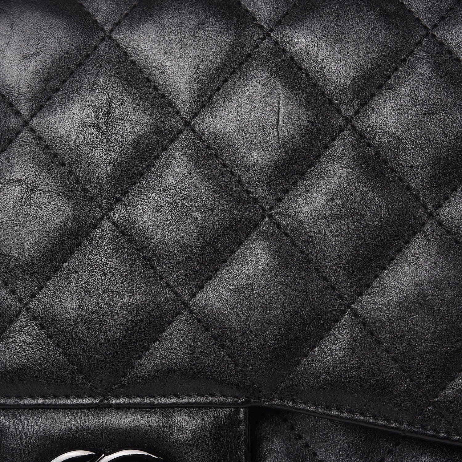 Chanel Crumpled Calfskin Quilted Jumbo Double Flap So Black 11 of 13