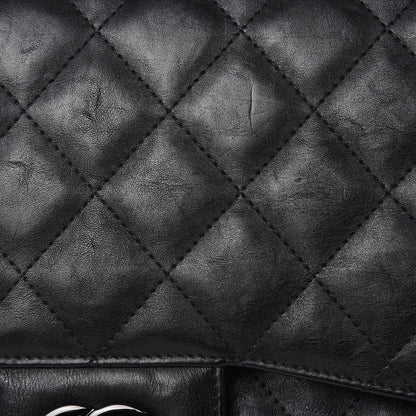 Chanel Crumpled Calfskin Quilted Jumbo Double Flap So Black 11 of 13