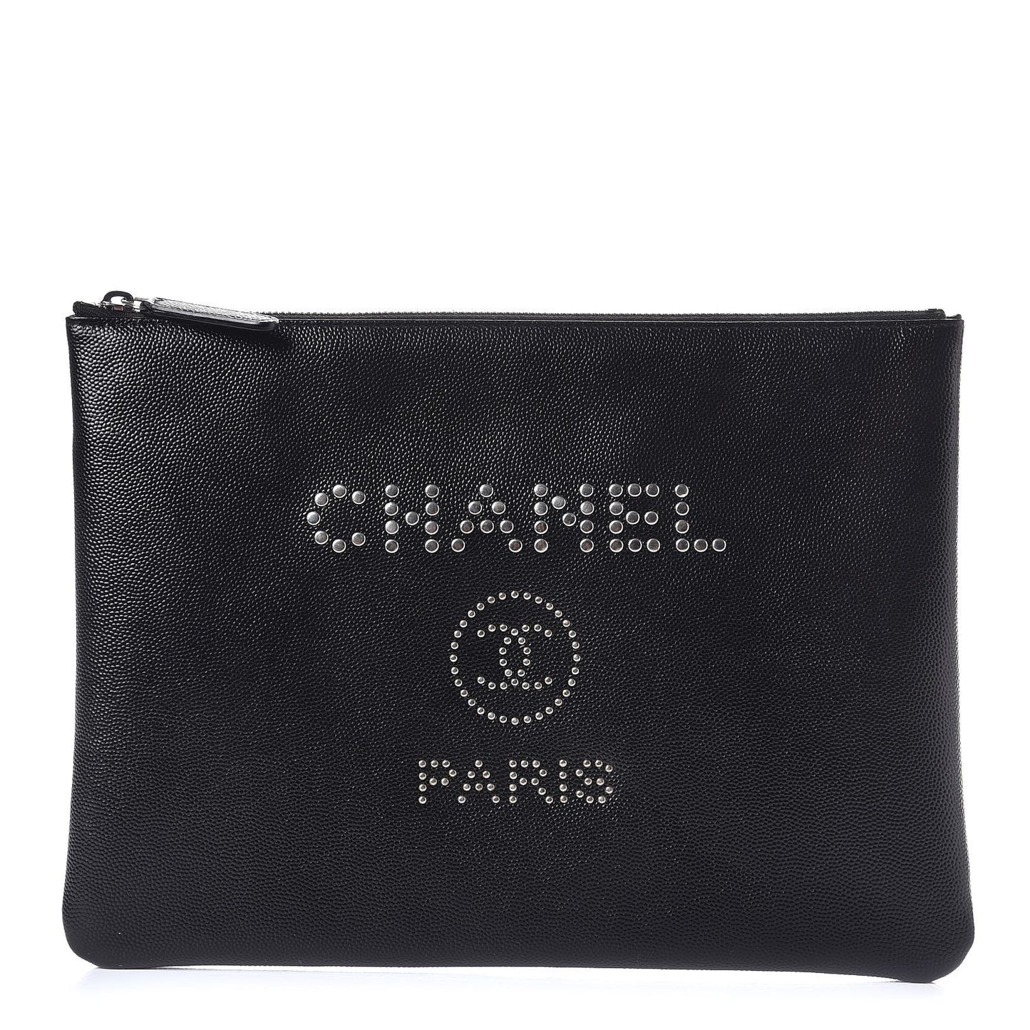Caviar Studded Medium Deauville Pouch Black
