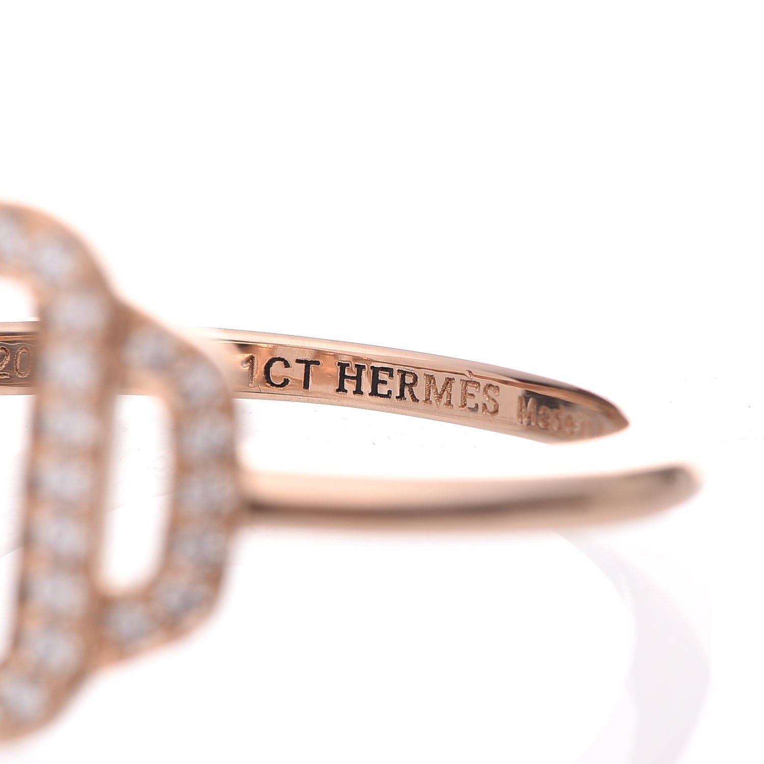 Hermes 18K Rose Gold Diamond Attelage Ring 50 5.25 5 of 8