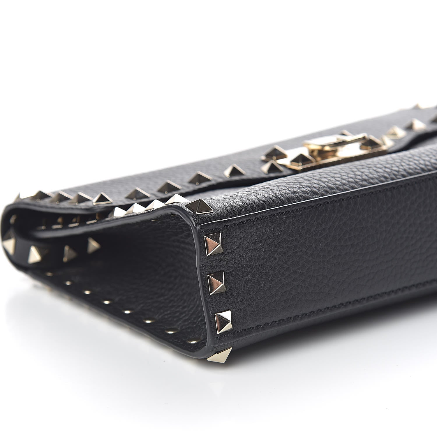 Valentino Garavani Pebbled Calfskin Medium Rockstud Flip Lock Crossbody Bag Black 7 of 9