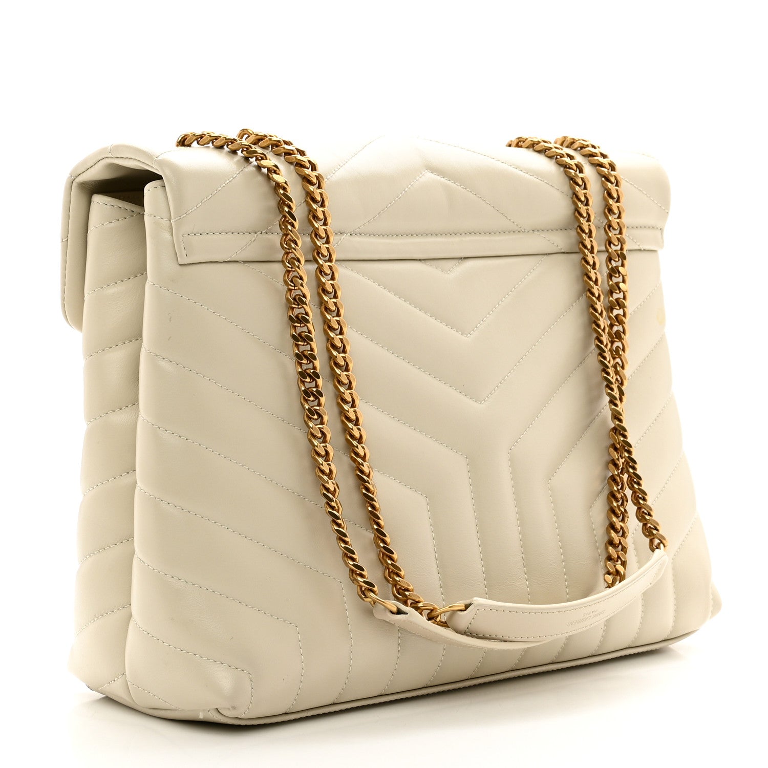 Saint Laurent Calfskin Y Quilted Monogram Medium Loulou Chain Satchel Crema Soft 3 of 12