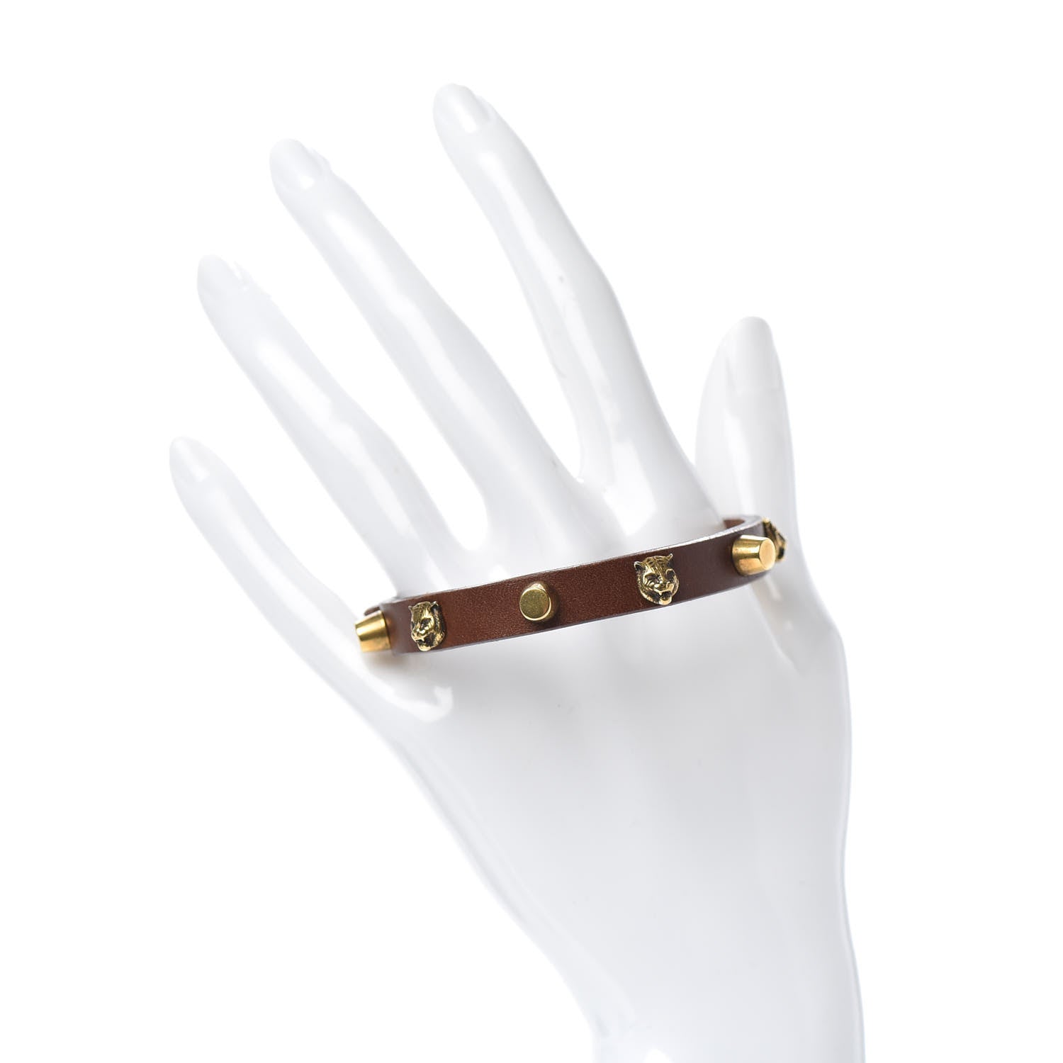 Gucci Calfskin Feline Heads Bracelet Brown 2 of 4
