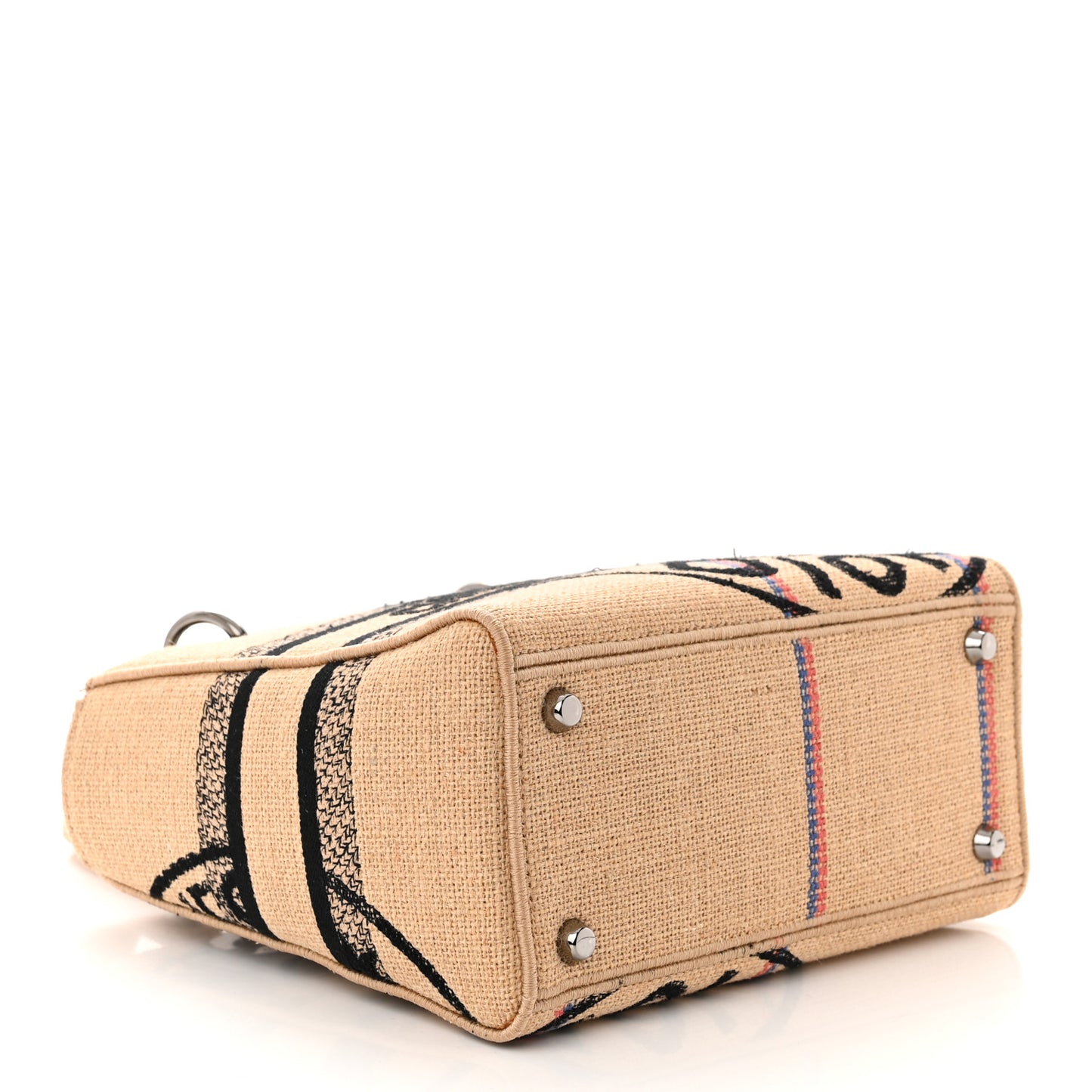 Canvas Jute Embroidered Medium Lady D-Lite Beige Multicolor