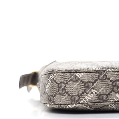 Gucci X BALENCIAGA GG Supreme Monogram Striped Logo Print Web Small Jackie 1961 Hobo Beige Ebony Mystic White 8 of 9