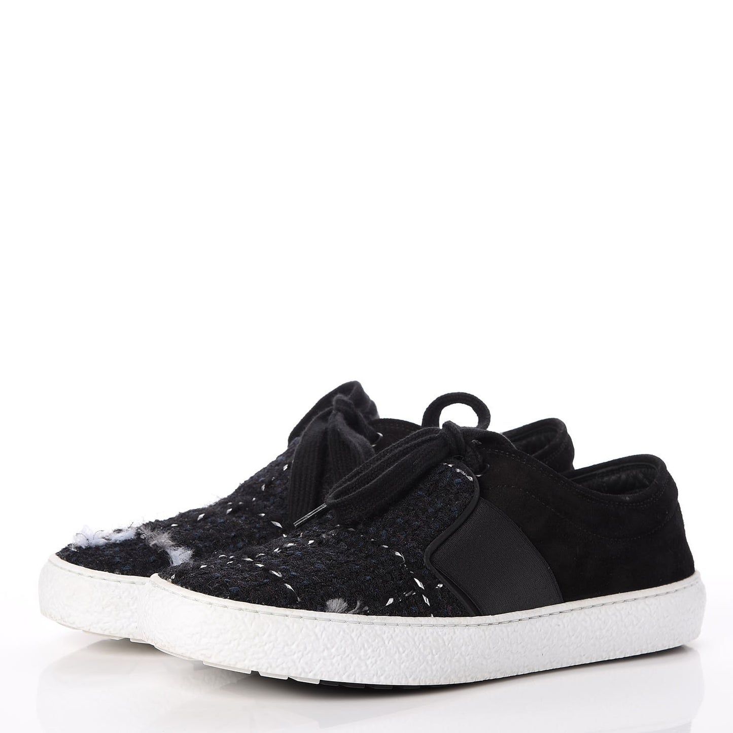 Suede Tweed Sneakers 38 Black