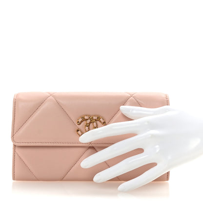Chanel Lambskin Quilted Chanel 19 Flap Wallet Light Pink 2 of 9