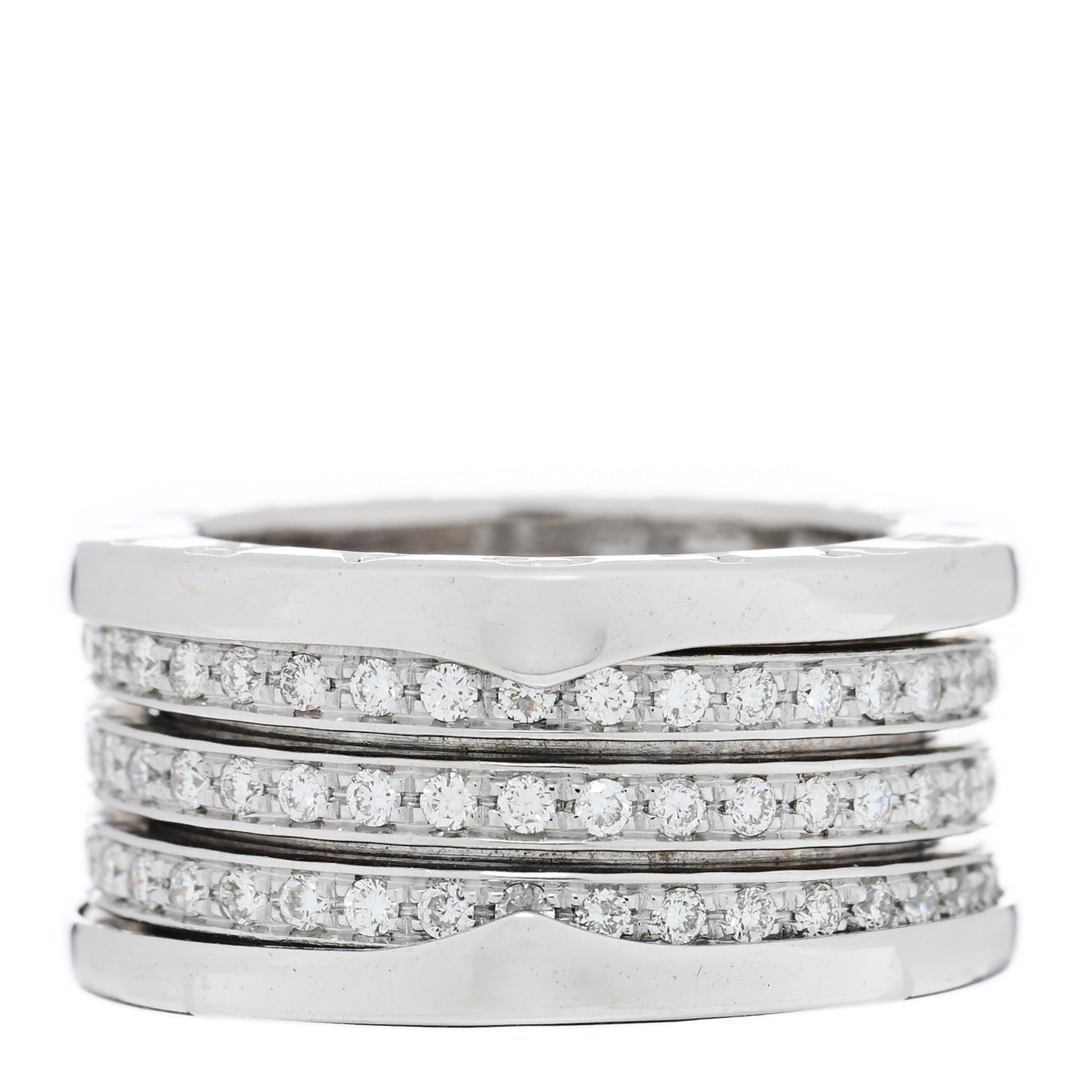 18K White Gold Diamond B.Zero1 Four-Band Full Pave Ring 53 6.25