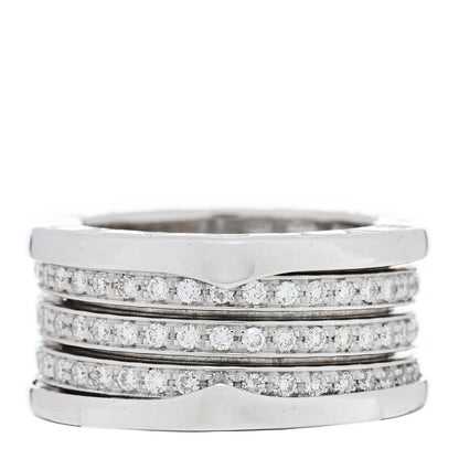 Bulgari 18K White Gold Diamond B.Zero1 Four-Band Full Pave Ring 53 6.25 1 of 5