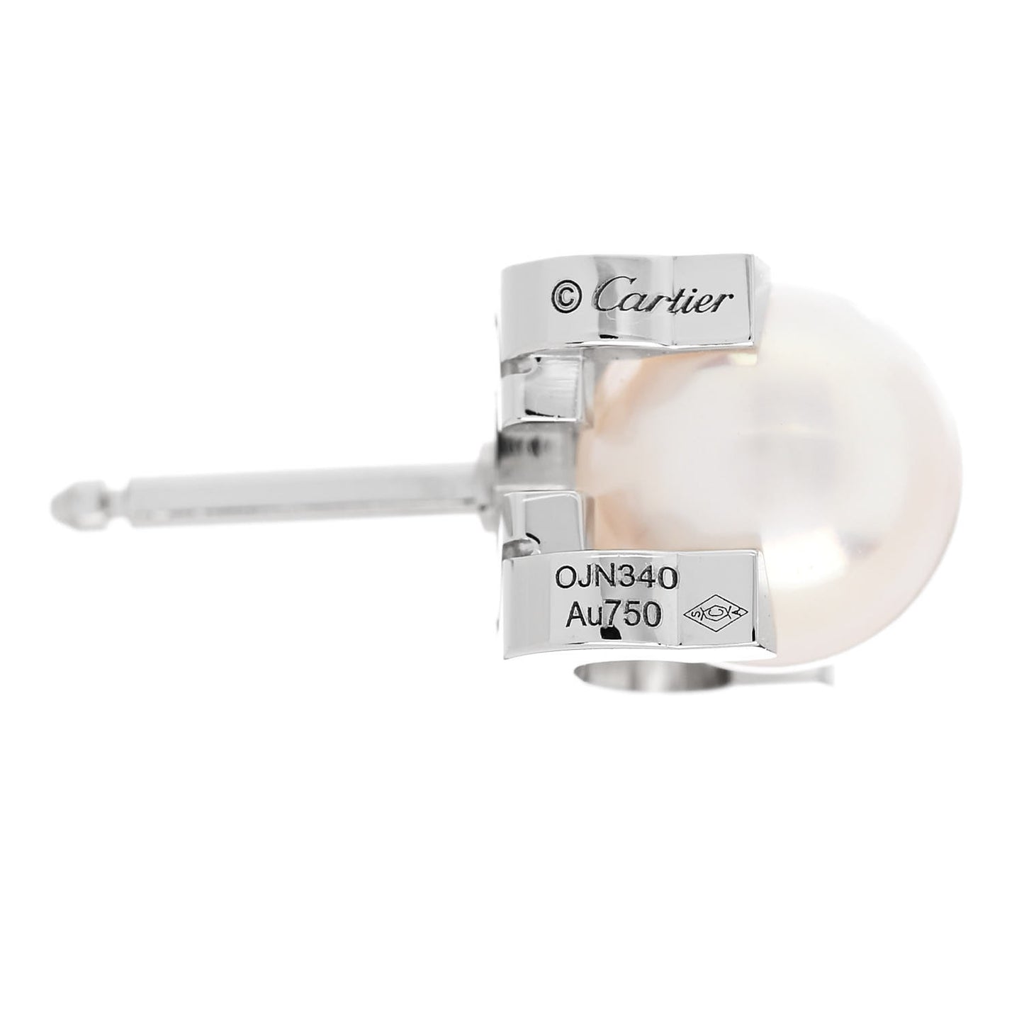 18K White Gold Akoya Cultured Pearl C de Cartier Earrings