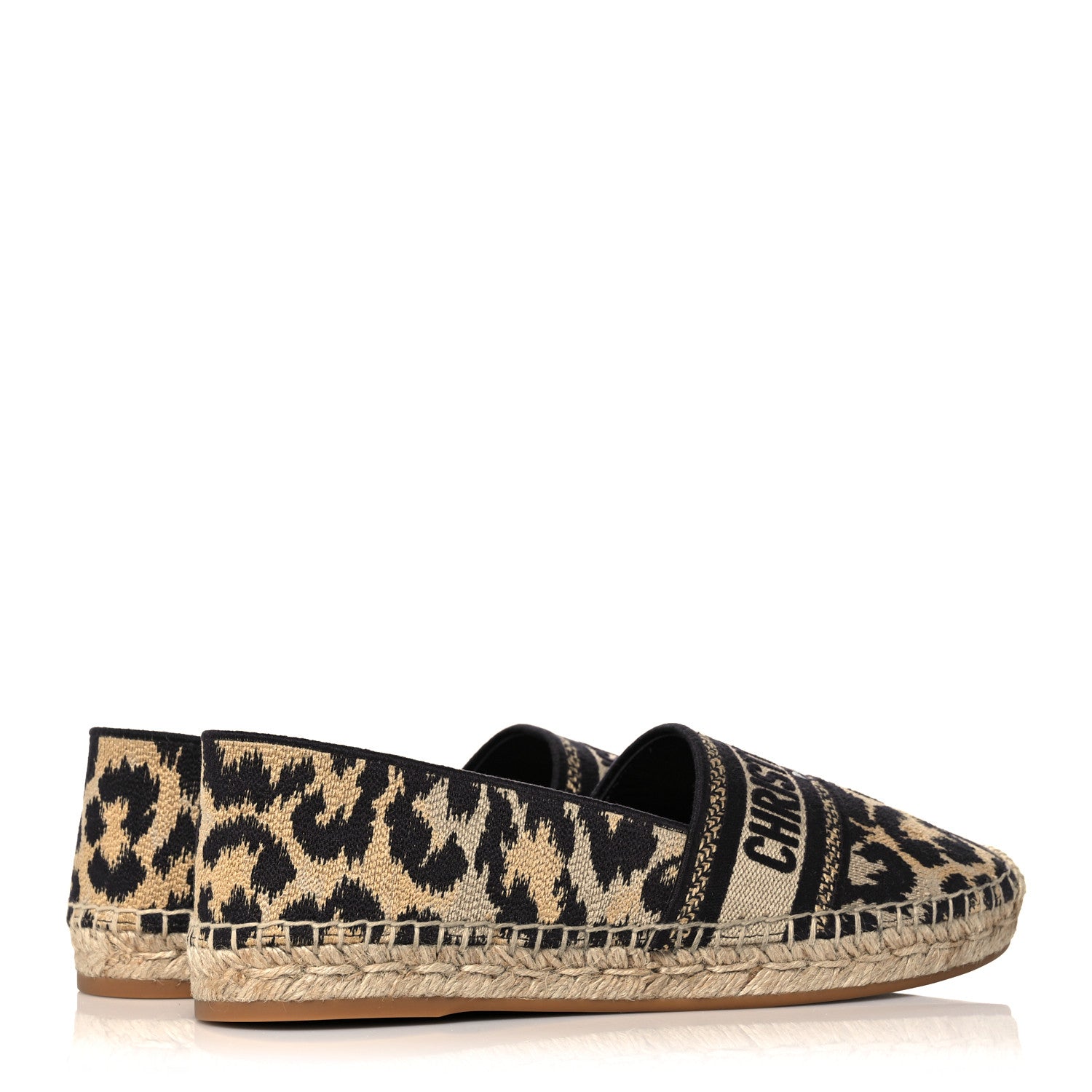 Christian Dior Cotton Embroidered Leopard Print Granville Espadrille 41 Natural 4 of 9