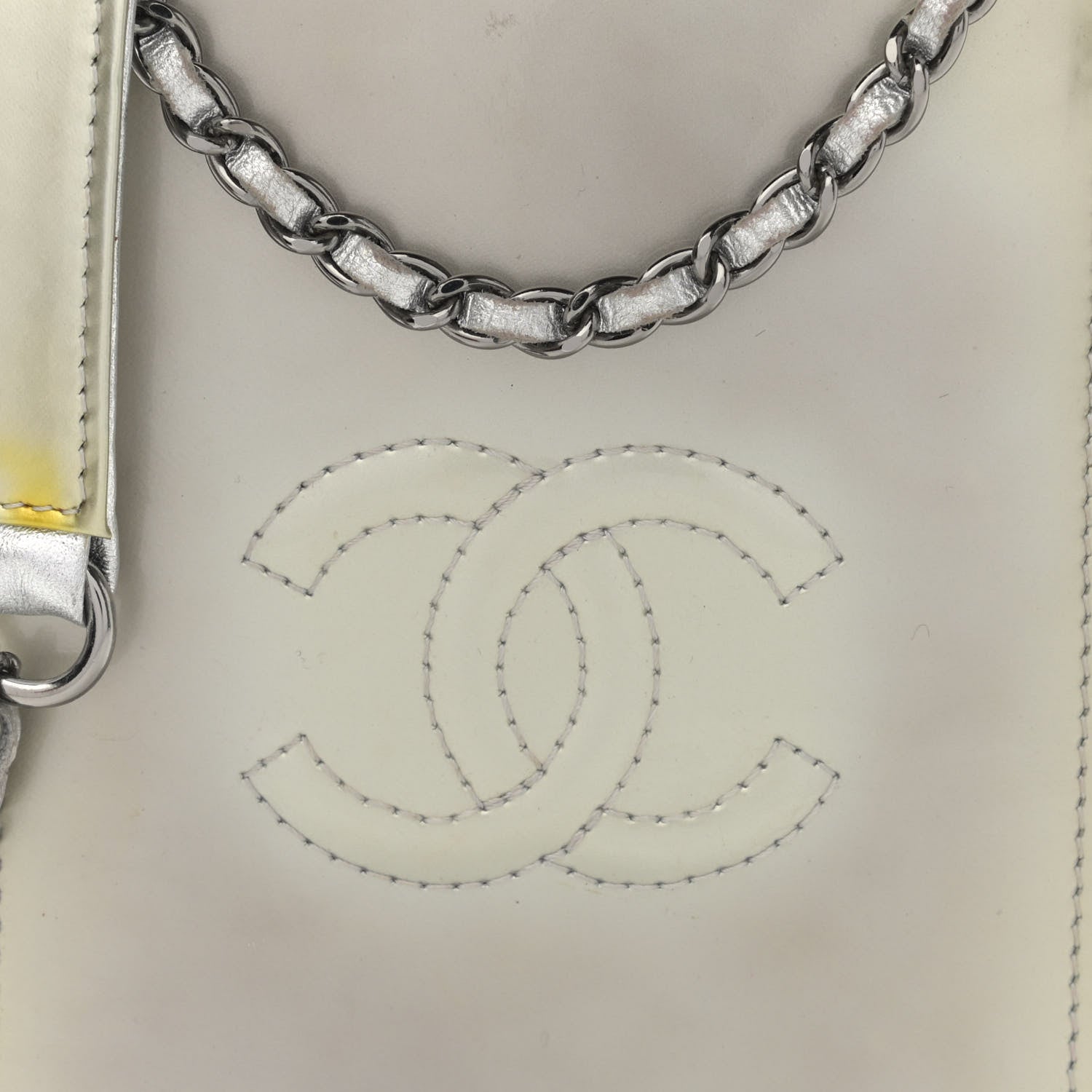 Chanel Metallic Patent Crossbody CC Phone Holder Silver 8 of 12