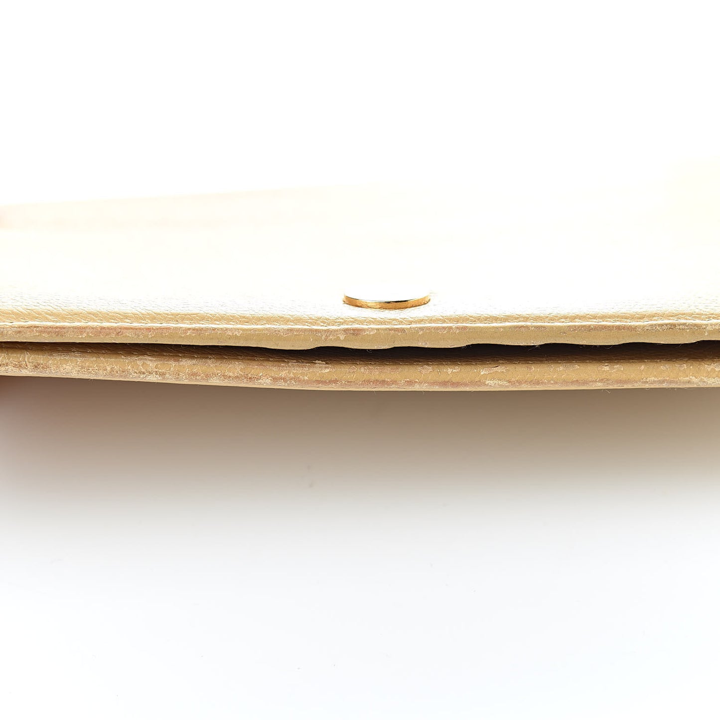 Grained Calfskin CC Button Yen Wallet Beige
