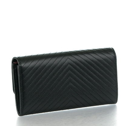 Chanel Caviar Chevron Quilted Large Flap Wallet Black 3 of 9
