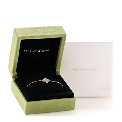 Van Cleef & Arpels 18K Yellow Gold Mother of Pearl Sweet Alhambra Bracelet 6 of 6