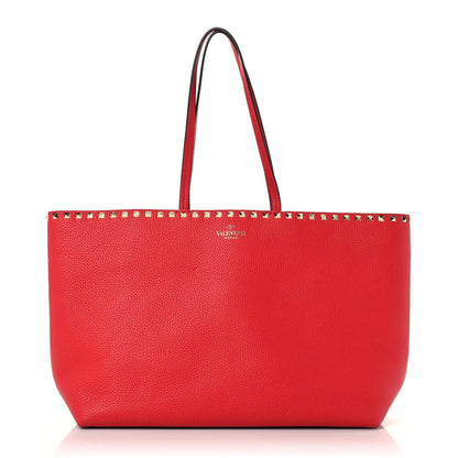 Valentino Garavani Grained Calfskin Small Rockstud Shoulder Tote Rouge Pur 1 of 14