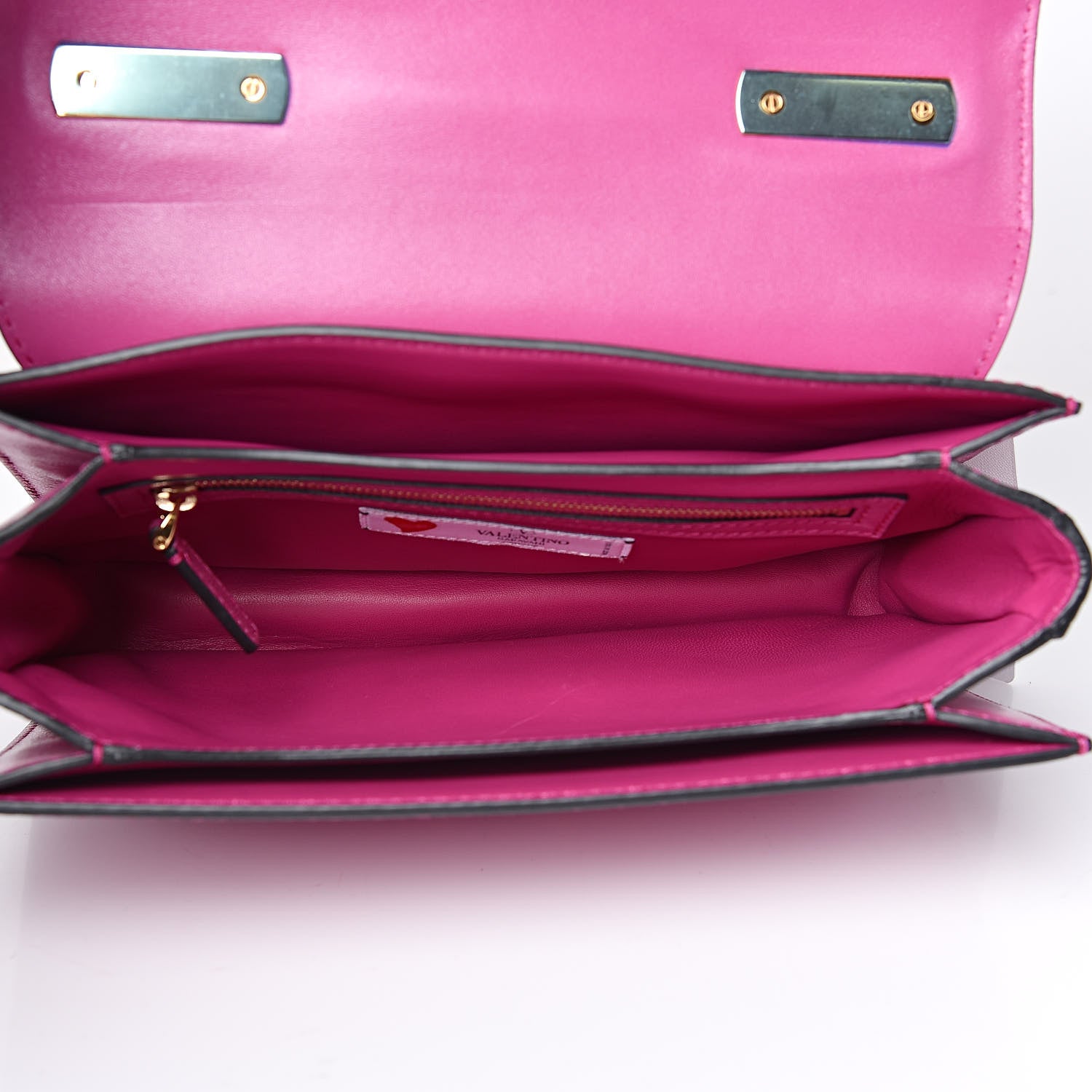 Valentino Garavani Shiny Nappa L'Amour Rockstud Shoulder Bag Fuxia 5 of 14
