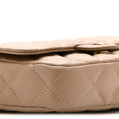 Chanel Caviar Quilted Flap Phone Holder With Chain Beige 11 of 13
