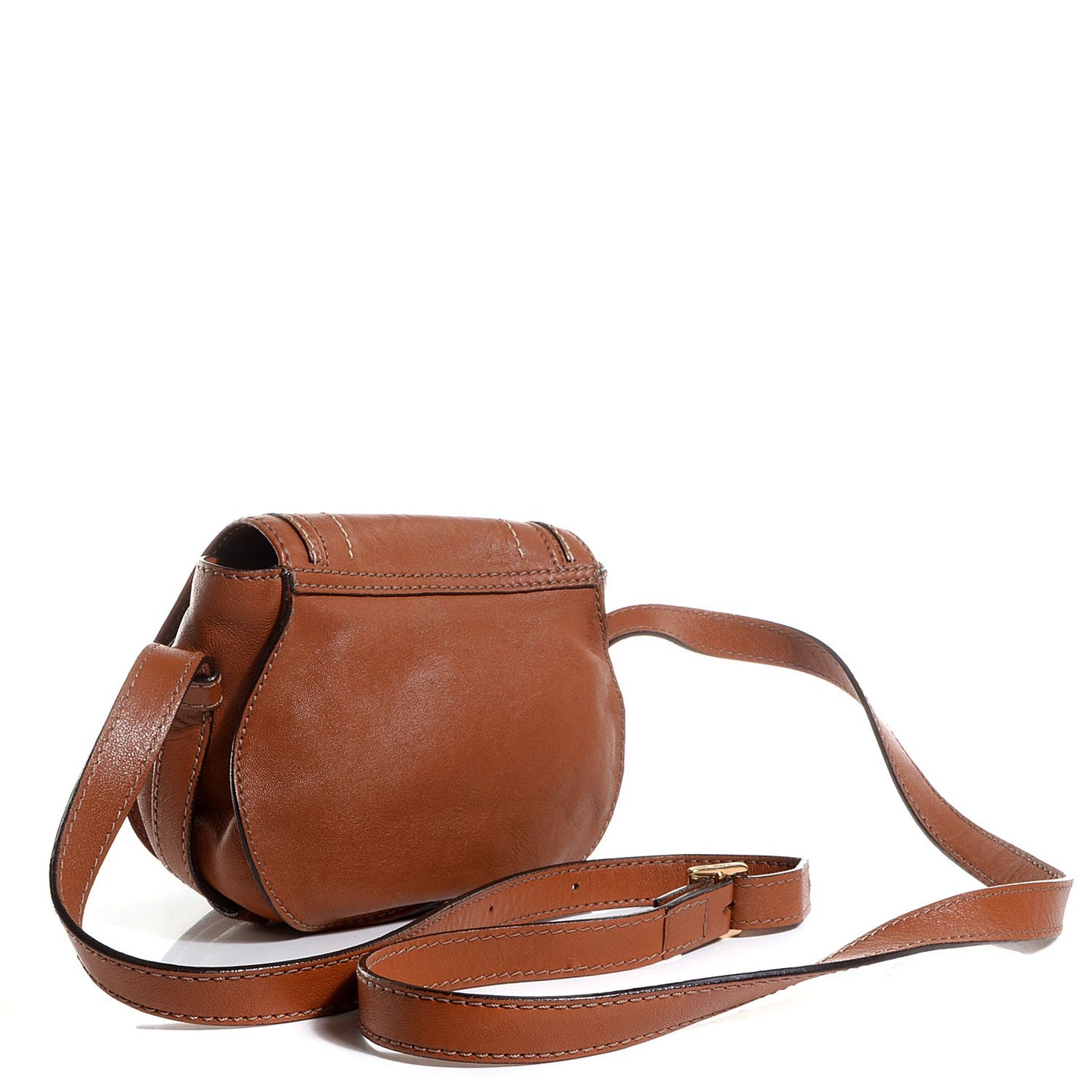 Calfskin Mini Marcie Lock Round Crossbody Bag Brown