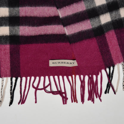 Burberry Cashmere Giant Check Fringe Scarf Fuchsia 4 of 6
