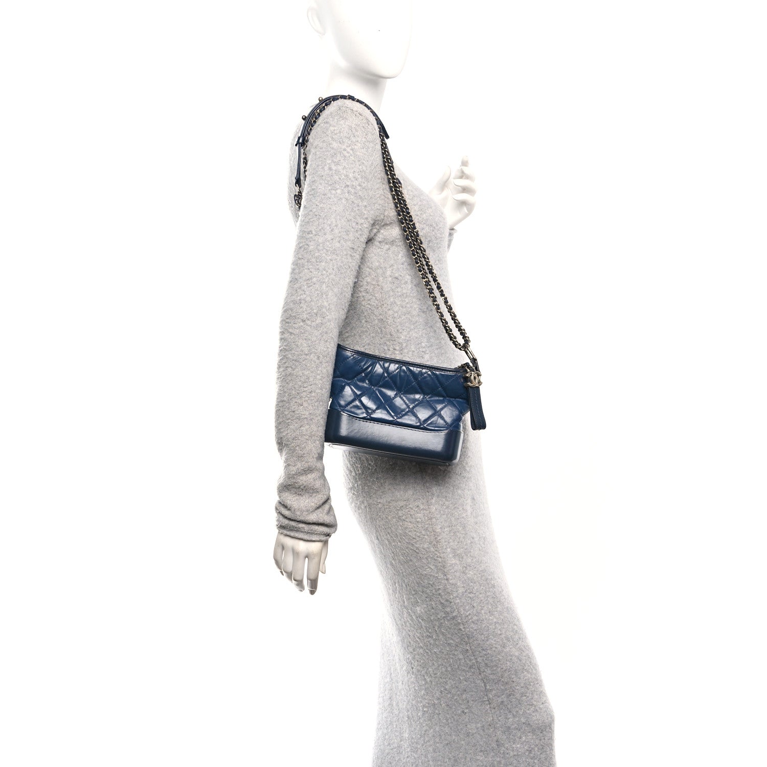 Chanel Aged Calfskin Quilted Small Gabrielle Hobo Navy 1839748