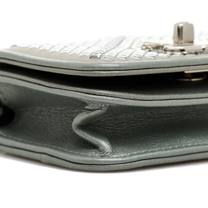 Chanel Metallic Lambskin Crystal Quilted Mini Chain Belt Bag Silver 10 of 11