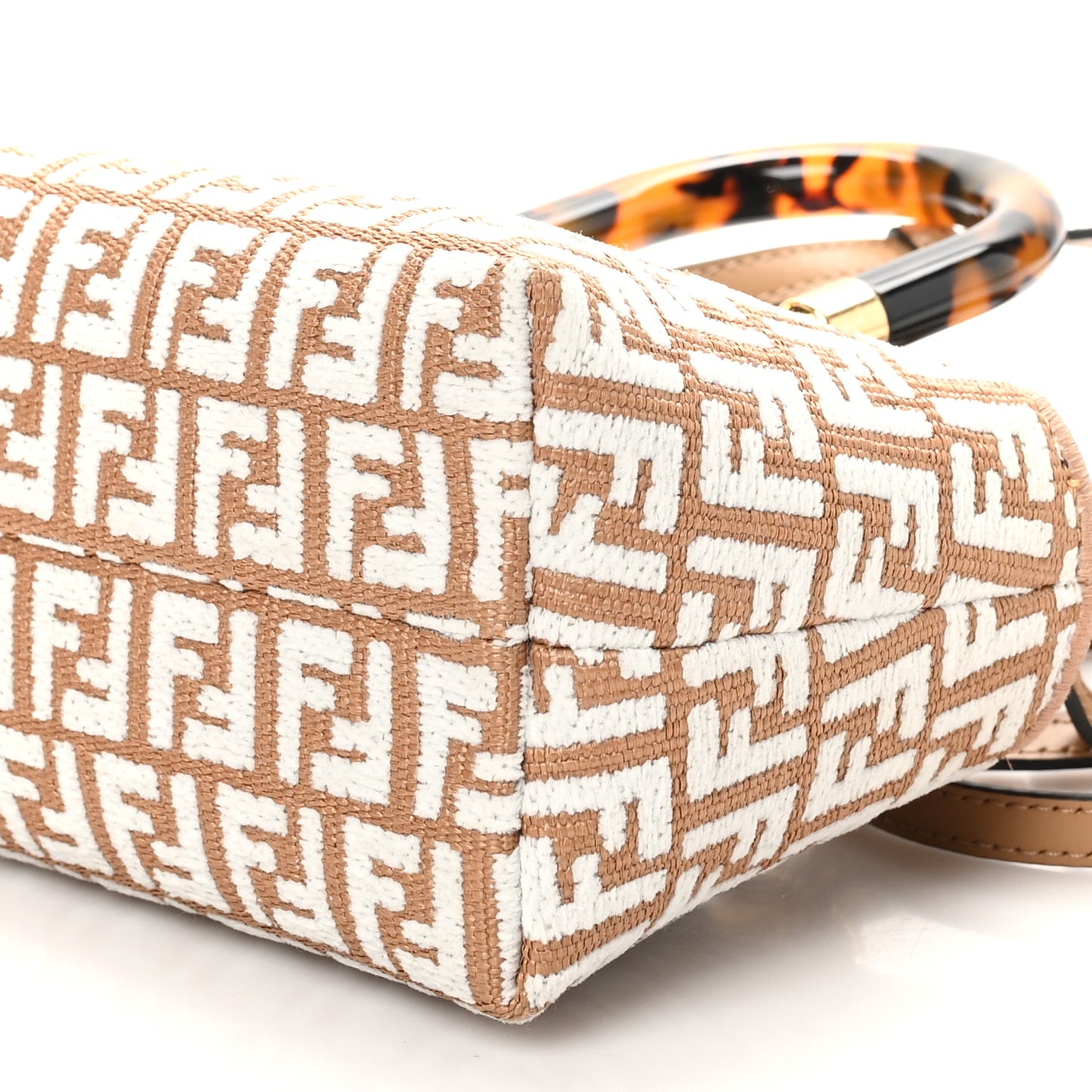 Raffia Chenille Vitello King Plexiglass Micro FF Mini By The Way Top Handle Boston Bag Naturale White