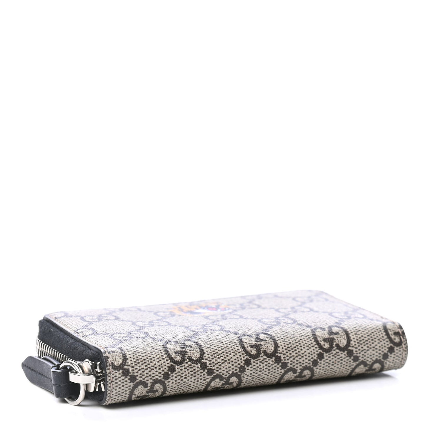 GG Supreme Monogram Tiger Print Zip Around Card Case Black