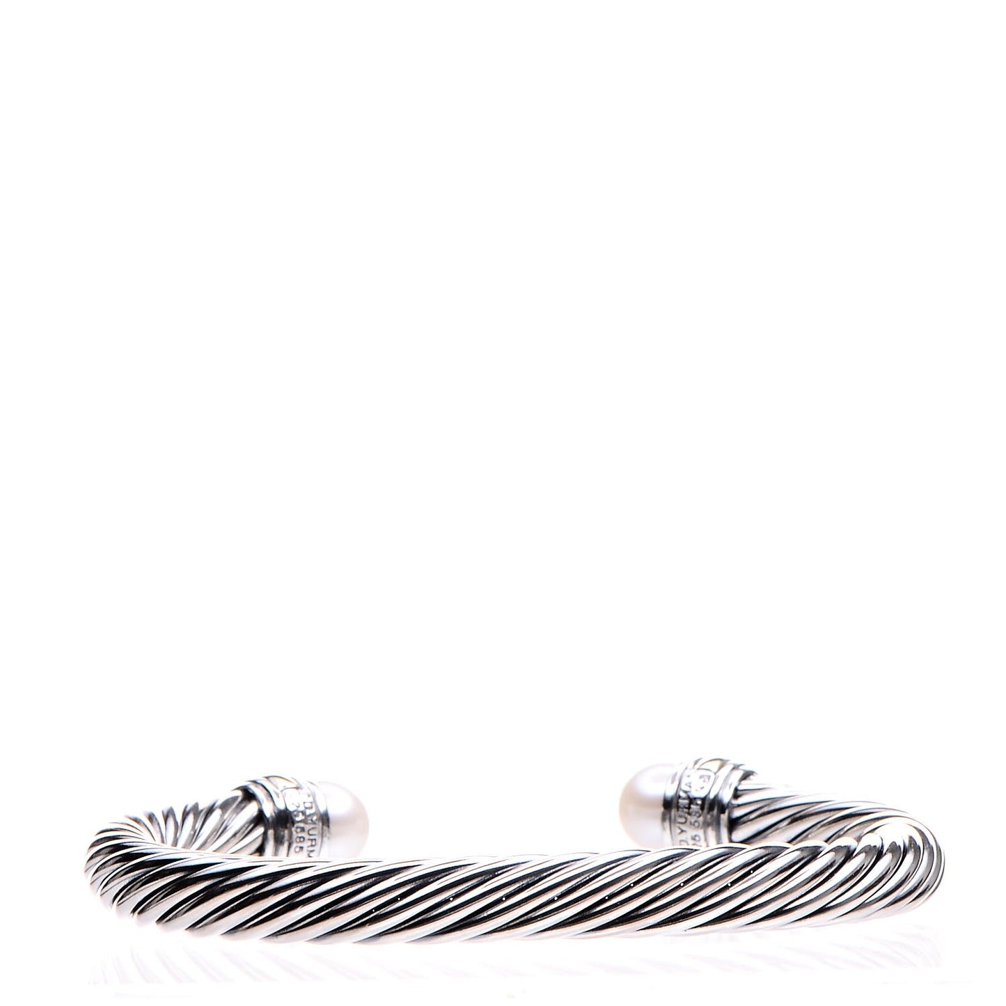 Sterling Silver 14K Yellow Gold Pearl 7mm Cable Classics Bracelet