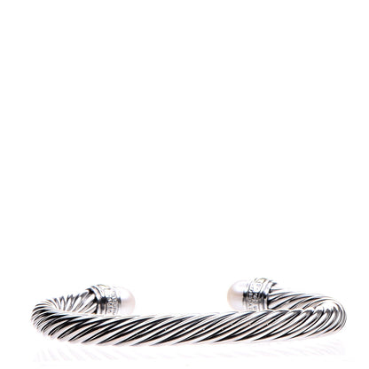 David Yurman Sterling Silver 14K Yellow Gold Pearl 7mm Cable Classics Bracelet 3 of 5