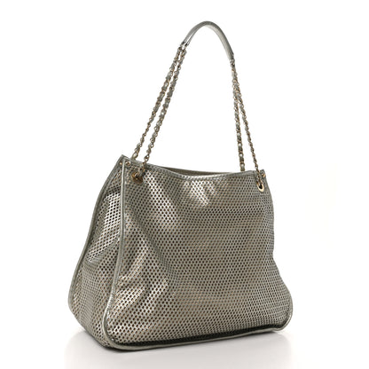 Chanel Metallic Calfskin Perforated Up In The Air Tote Silver 3 of 10