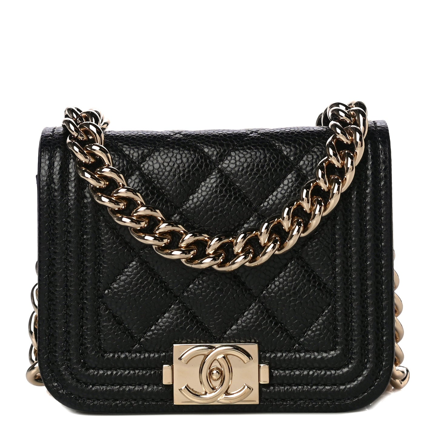 Caviar Quilted Boy Flap Waist Belt Bag Black